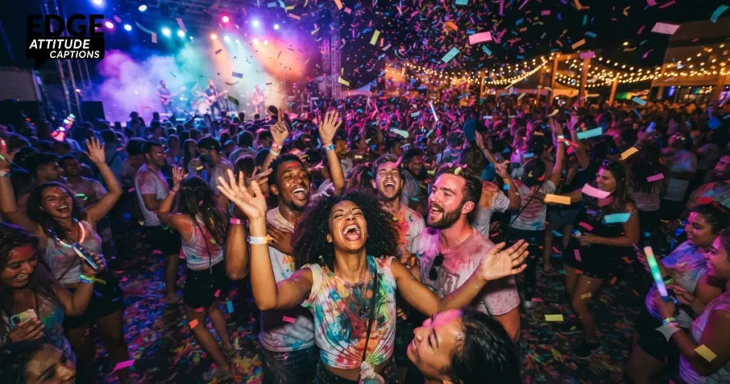 festival friends captions photo