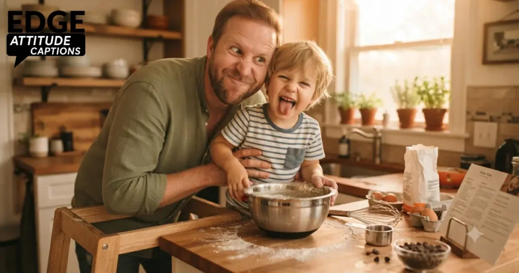 funny father and son captions photo