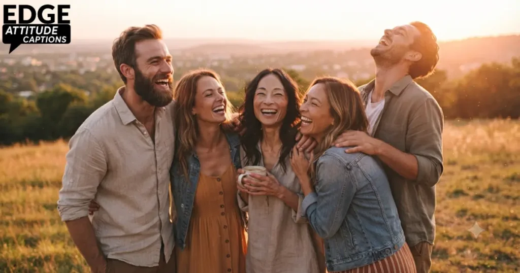 happy captions for friends and family photo