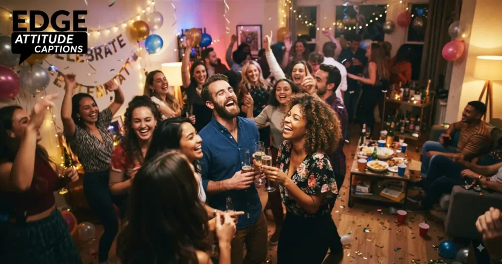 house party captions photo