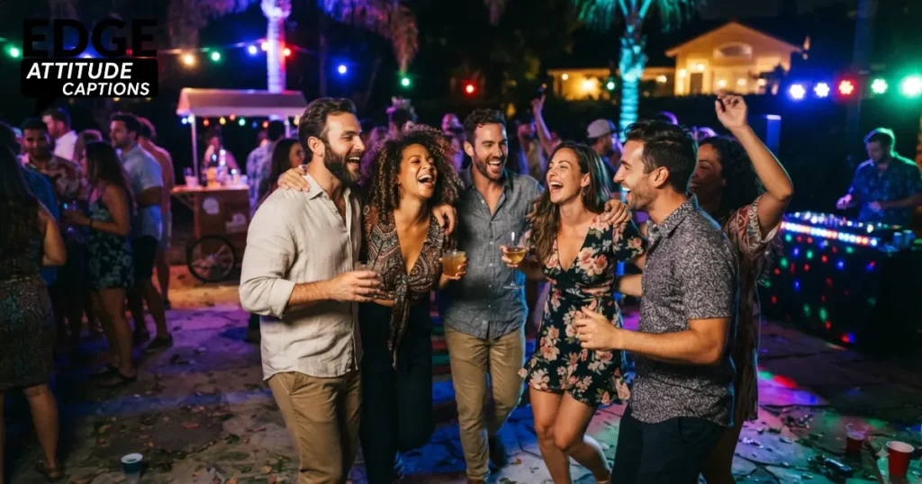 party squad captions photo