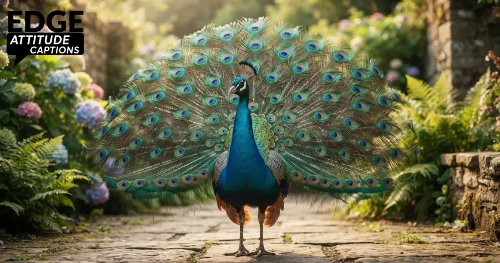 peacock confidence captions photo