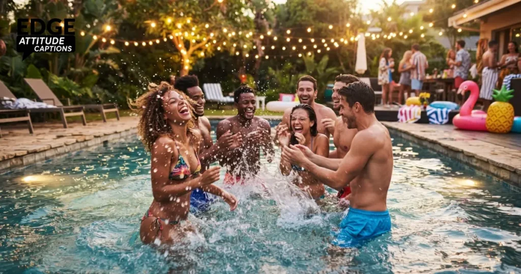 pool party splash captions photo