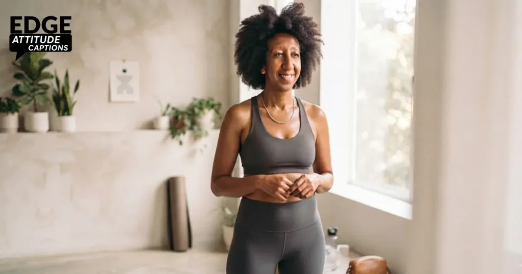 confident mom fitness captions photo