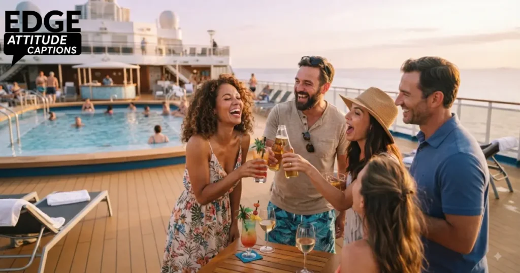cruise onboard fun captions photo
