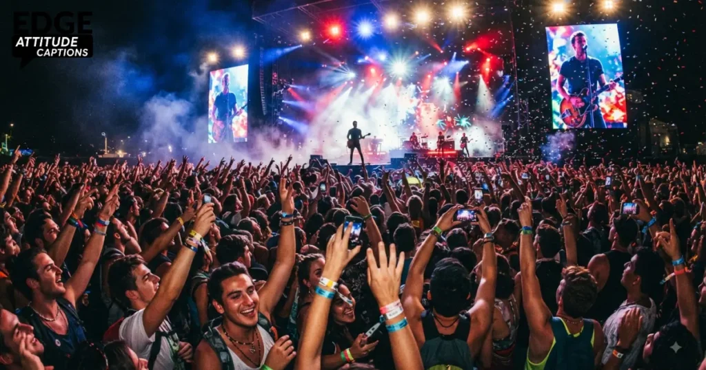 music festival set captions photo