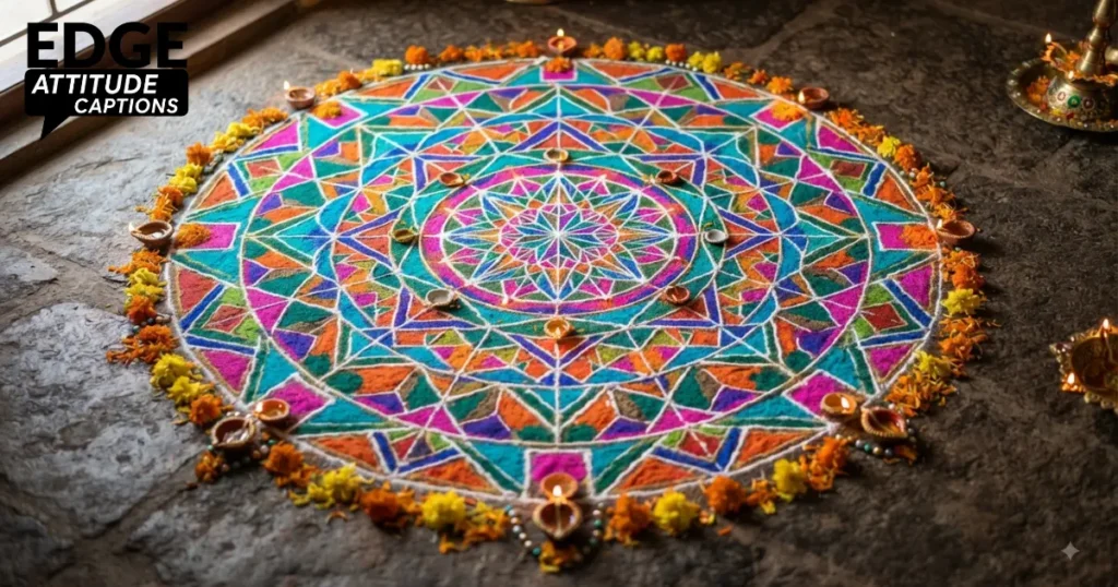 diwali rangoli captions photo