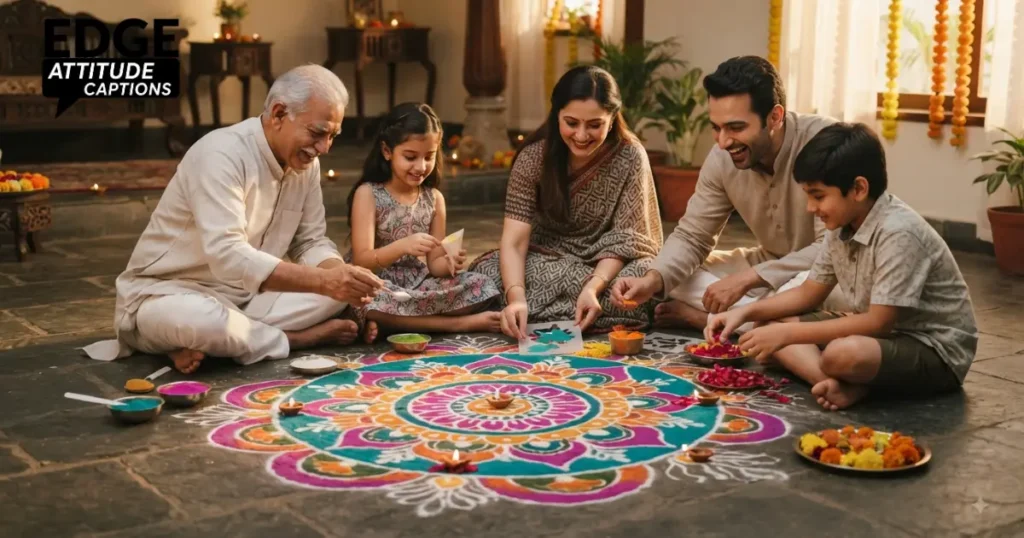 rangoli design captions photo