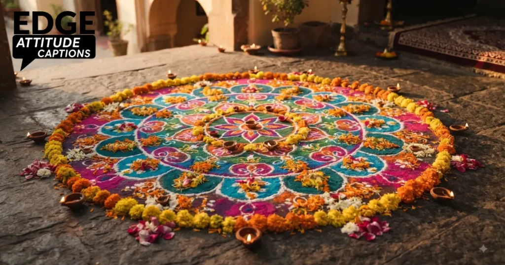 rangoli family captions photo